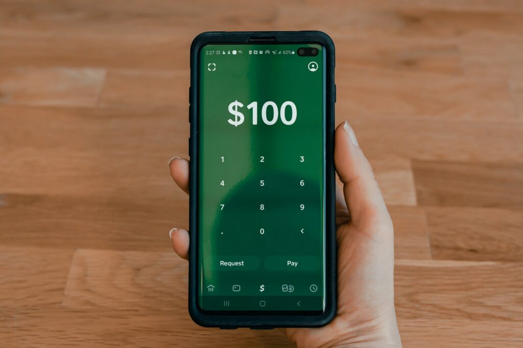 banking app on phone screen