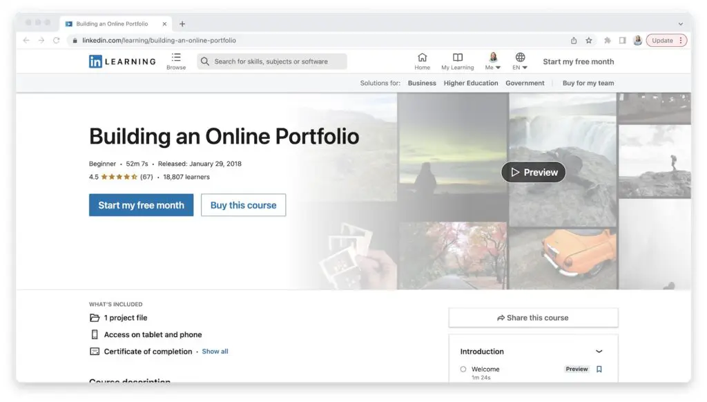 LinkedIn Learning Building an Online Portfolio