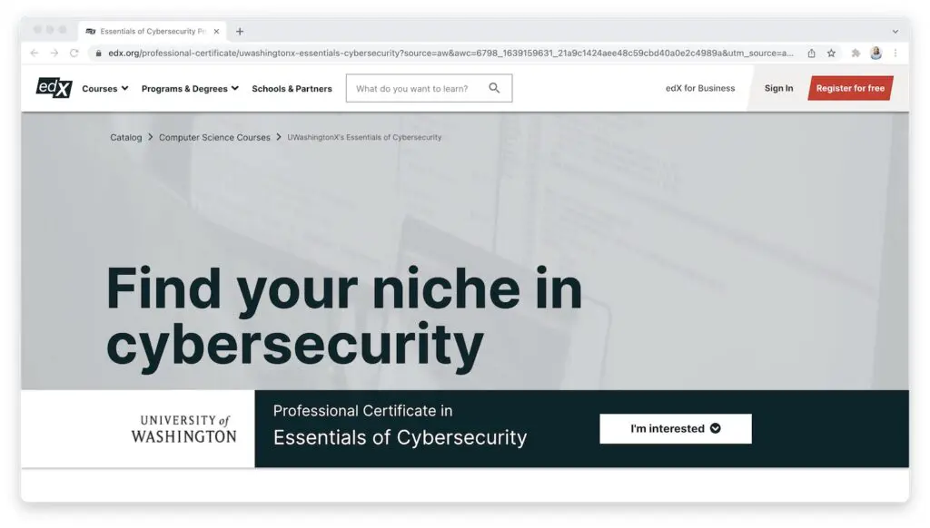 Essentials of Cybersecurity on edX