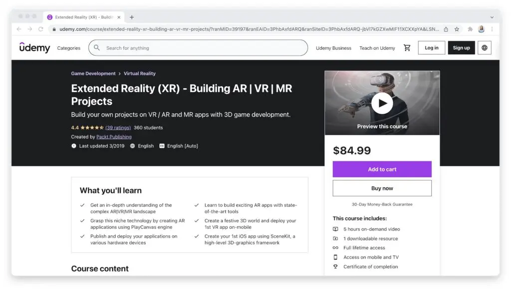 Extended Reality (XR) Building AR | VR | MR Projects on Udemy