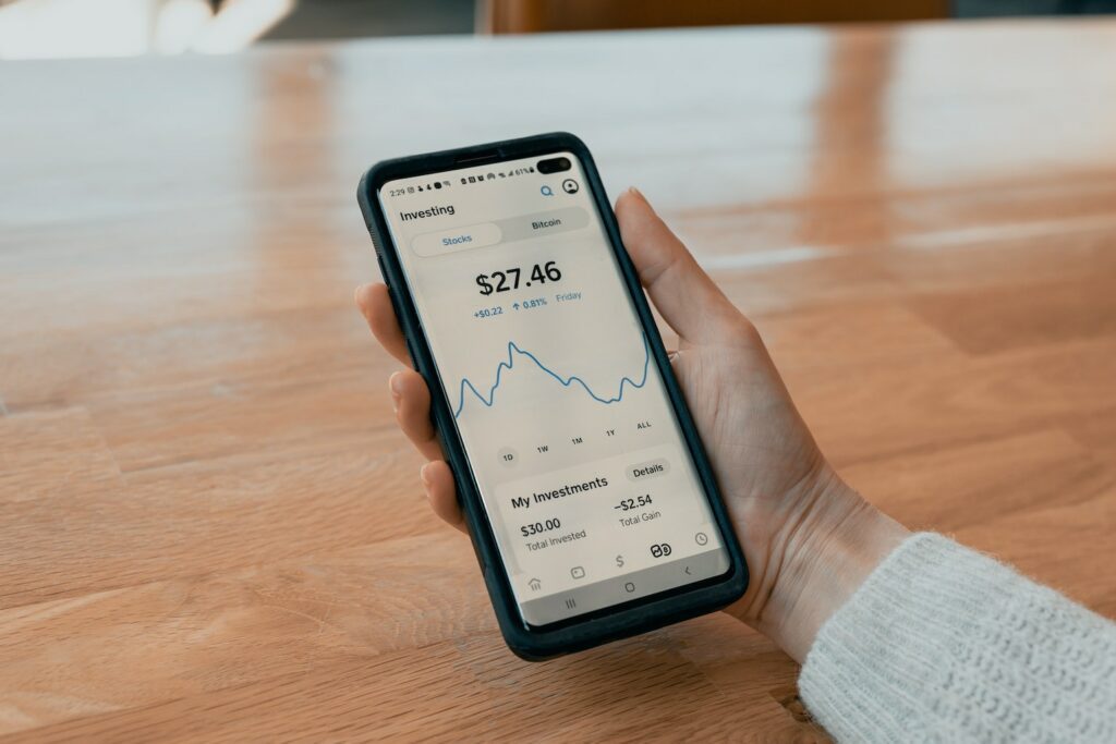investment app on phone screen