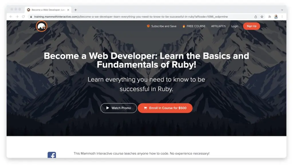 mammoth Interactive become a web developer Page