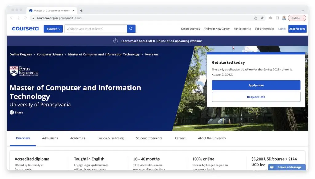 Coursera Master of Computer and Information Technology