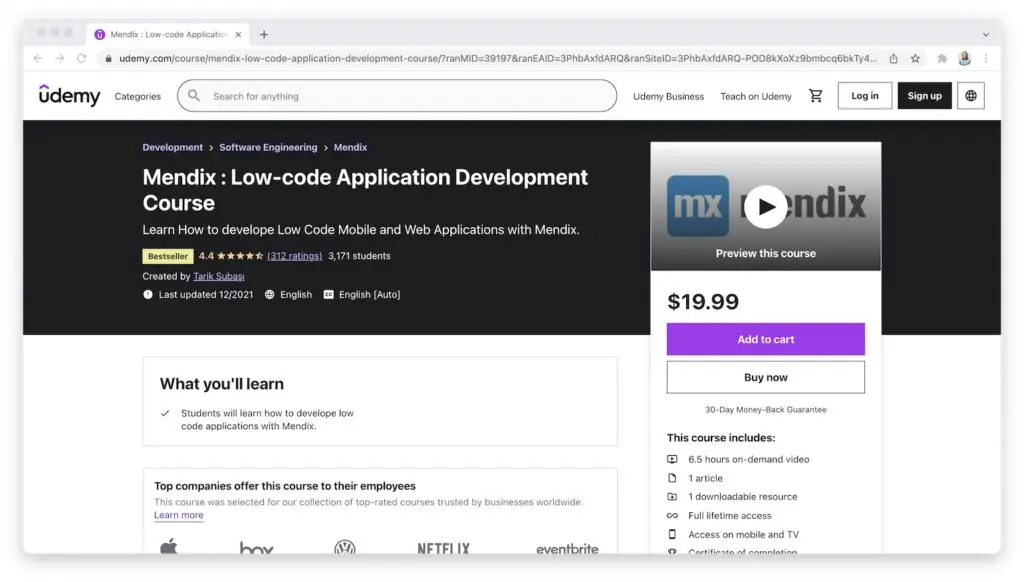 Mendix Low-code application development course on udemy