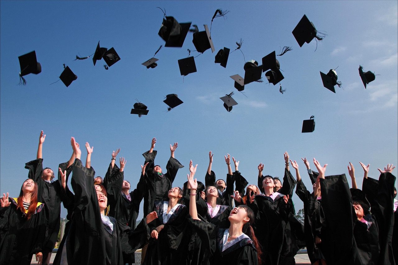 students and mortarboards