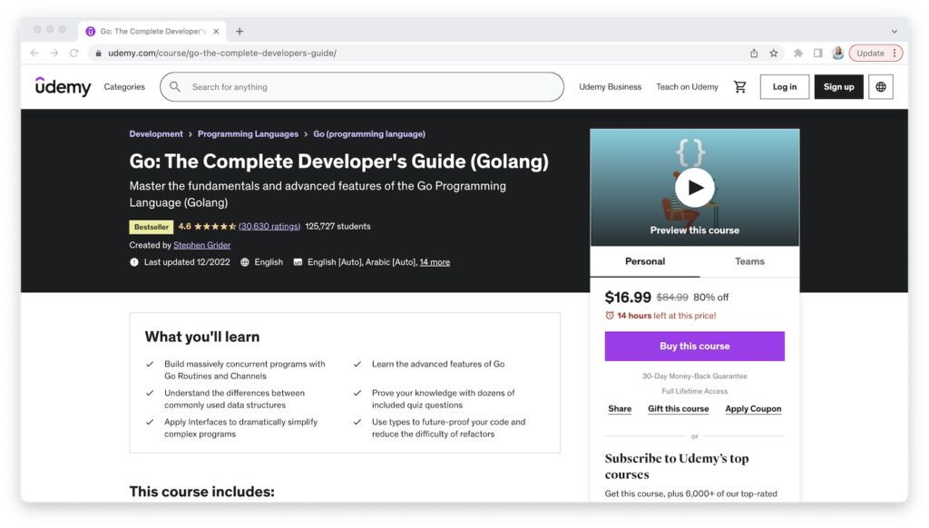 Udemy Go: The complete Developer's Guide Golang