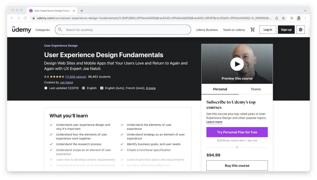 User Experience Design Fundamentals on Udemy