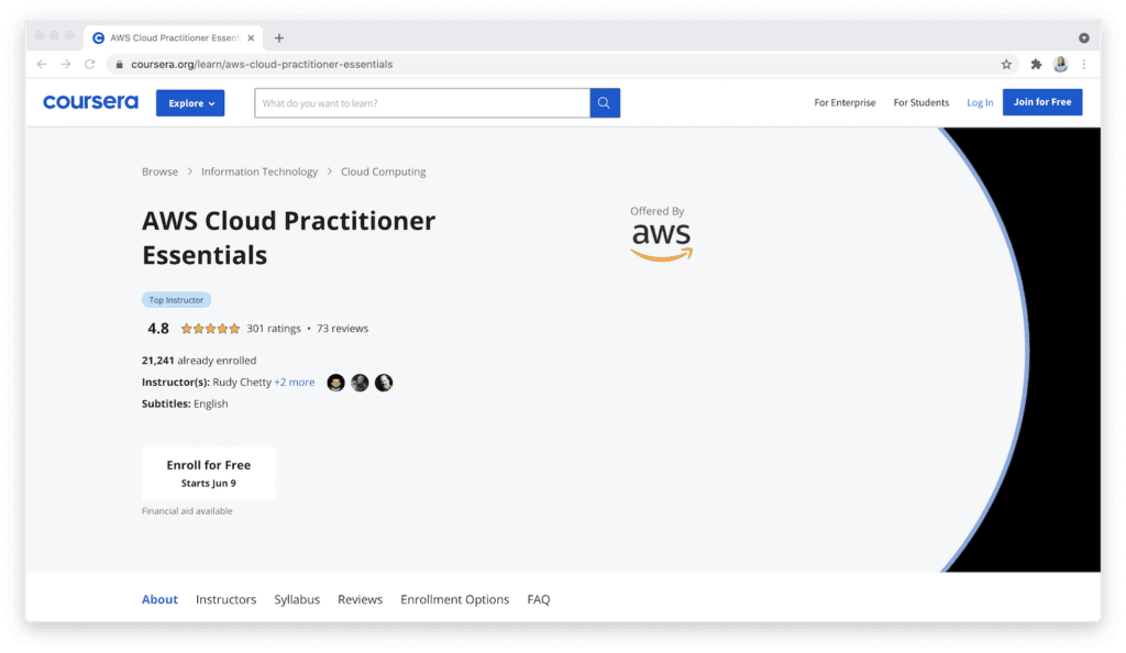 Coursera AWS cloud practitioner essentials