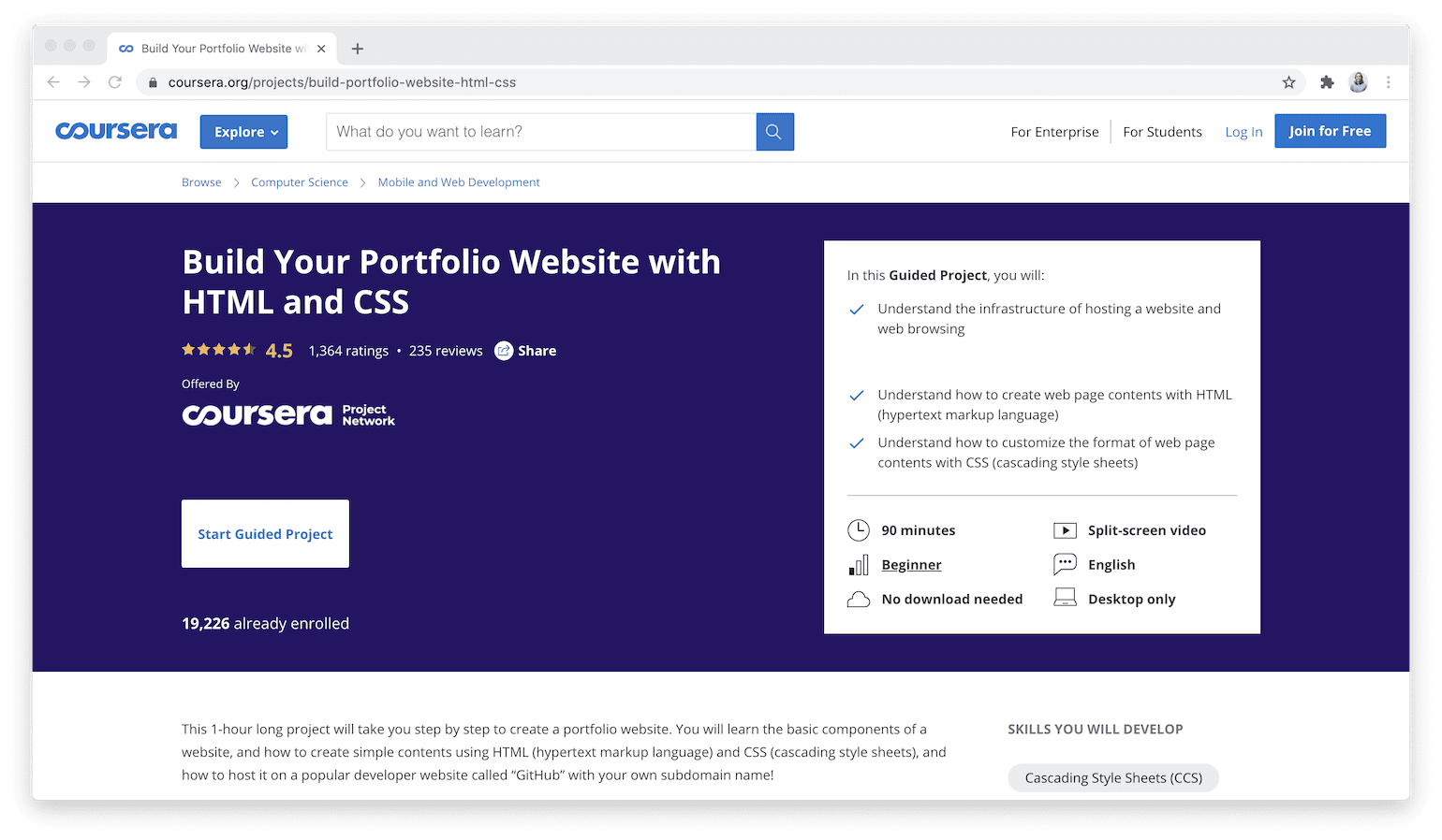 Build Your Portfolio Website with HTML and CSS - Coursera