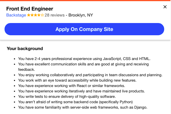 front-end developer job listing 1