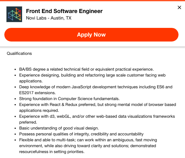 front-end developer job listing 3