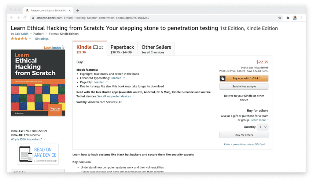 amazon learn ethical hacking from scratch book