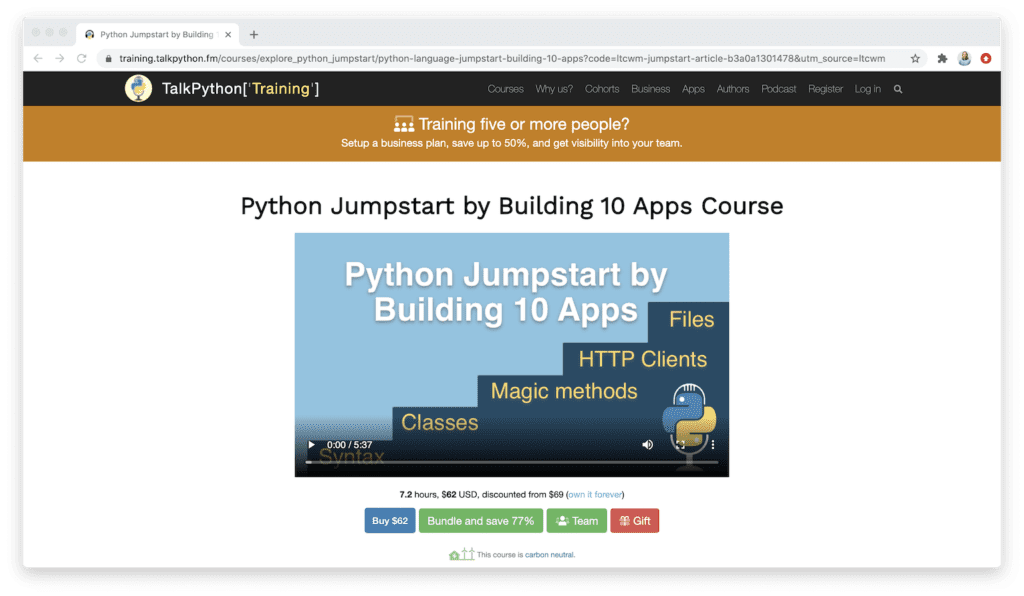 python jumpstart by building 10 apps course