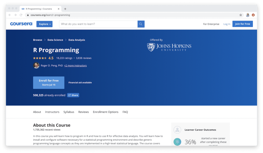 R Programming Coursera coding course