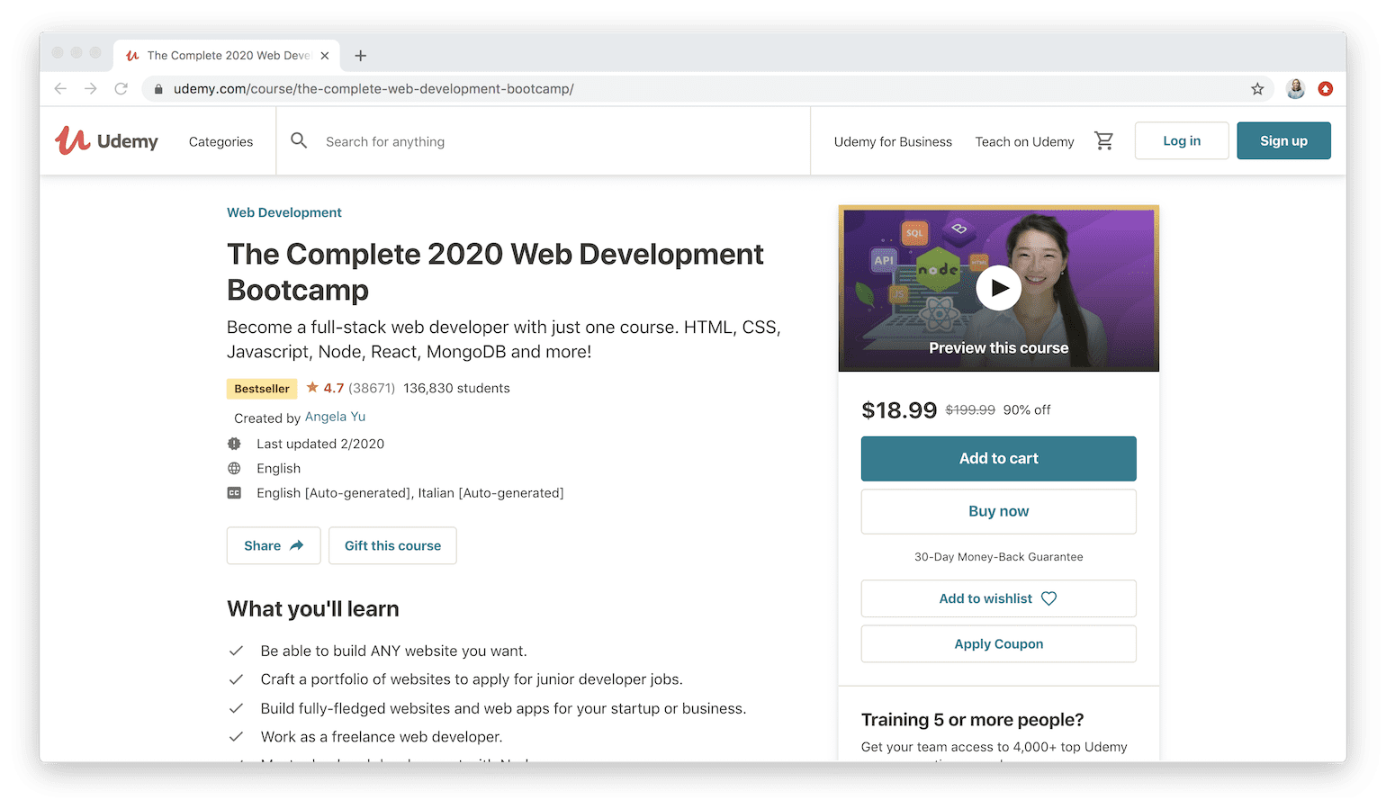 The Complete 2020 Web Development Bootcamp