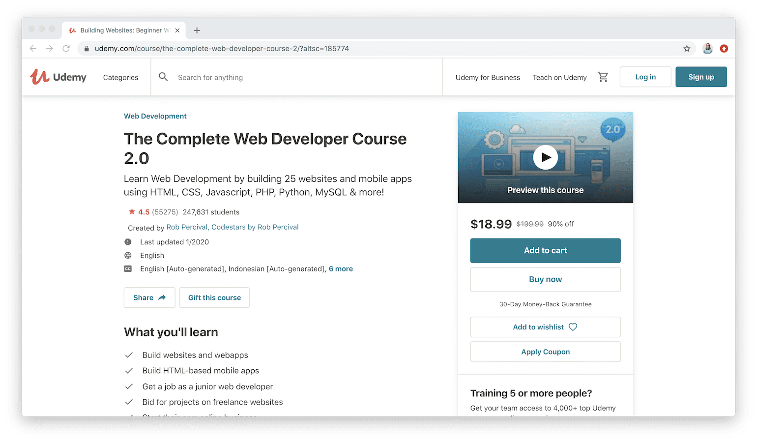 The Complete Web Developer Course 2.0 on Udemy