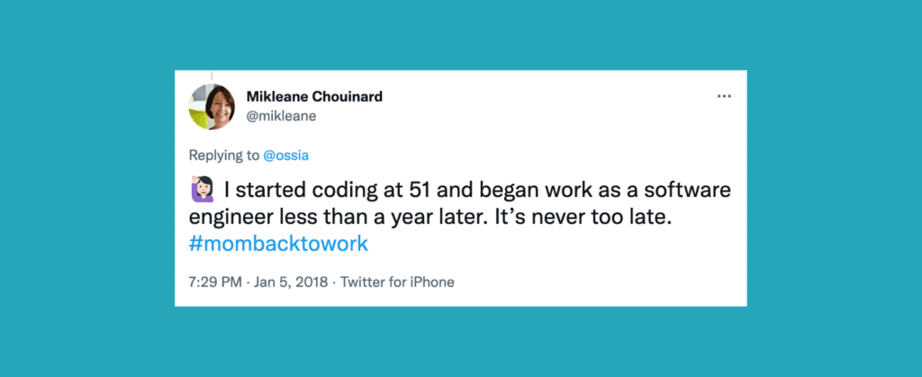 Tweet: Coding at 51