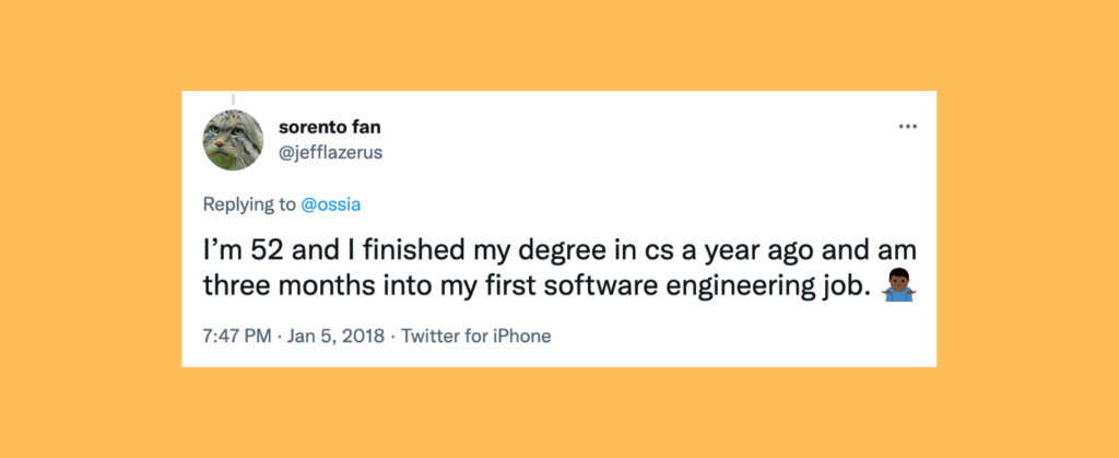 Tweet: Software engineer at 52