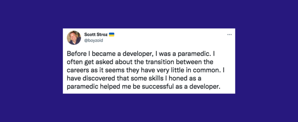 Tweet - Parademic to developer