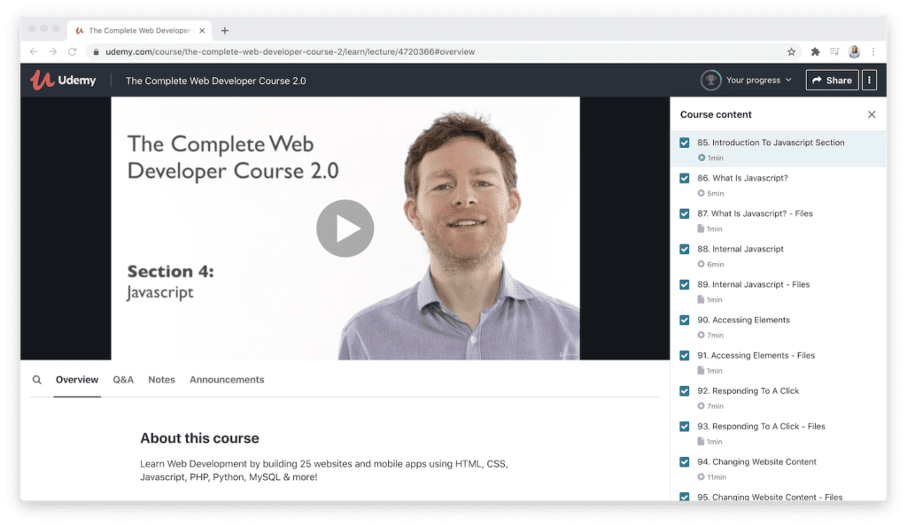 udemy course format