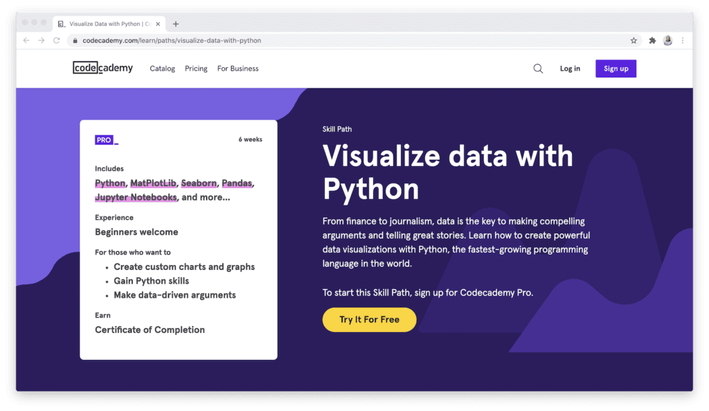 Visualize Data with Python on Codecademy