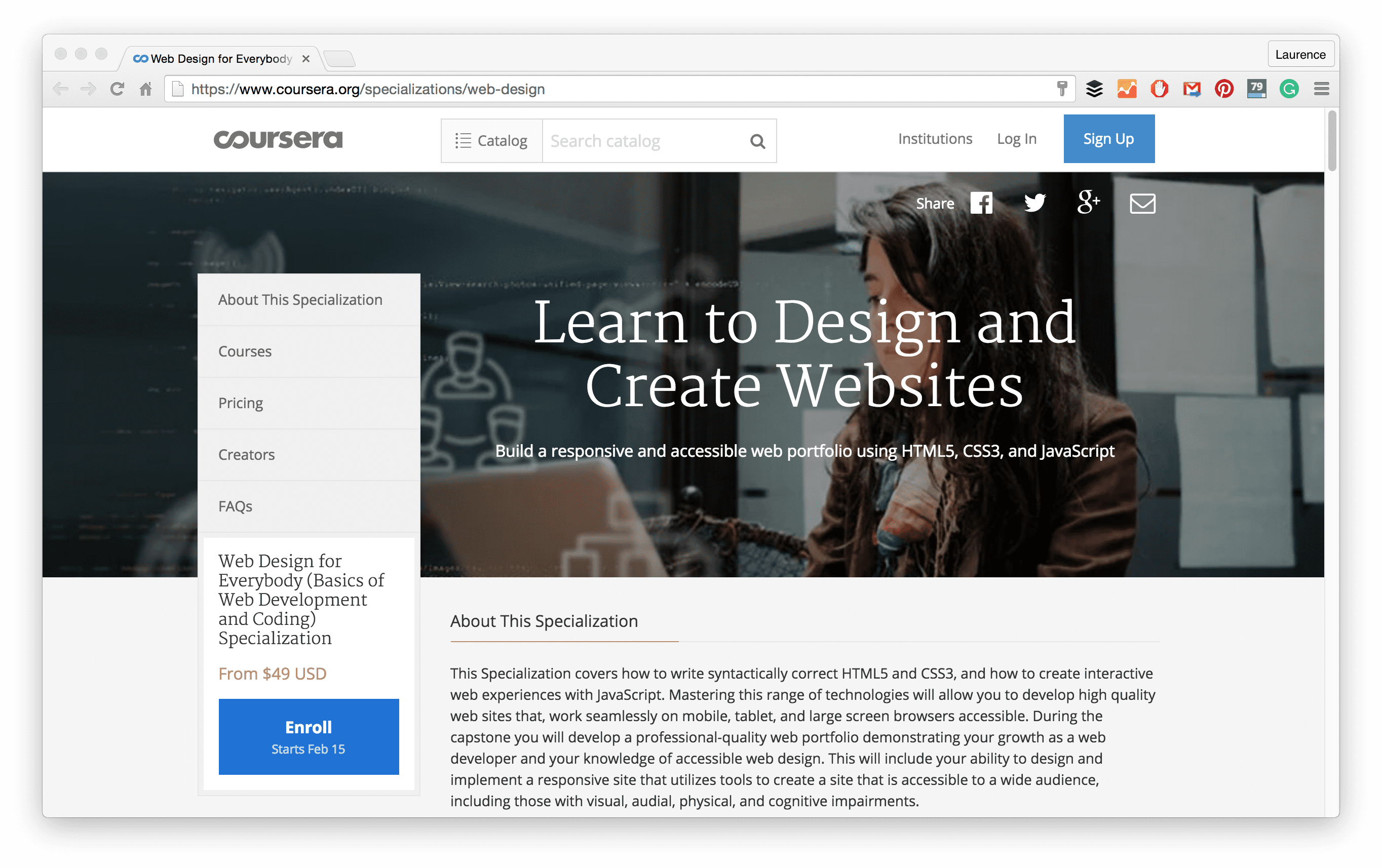 Coursera web design specialization